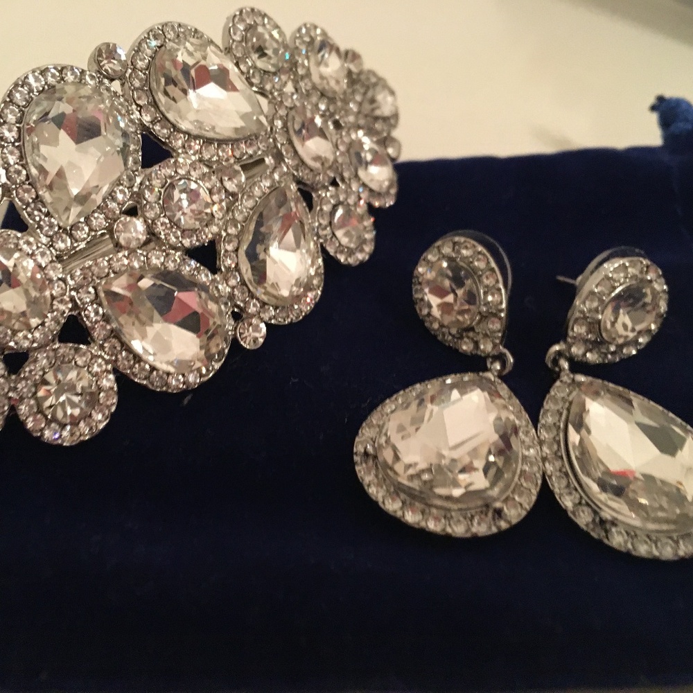Crystal Clip and Drop Earrings